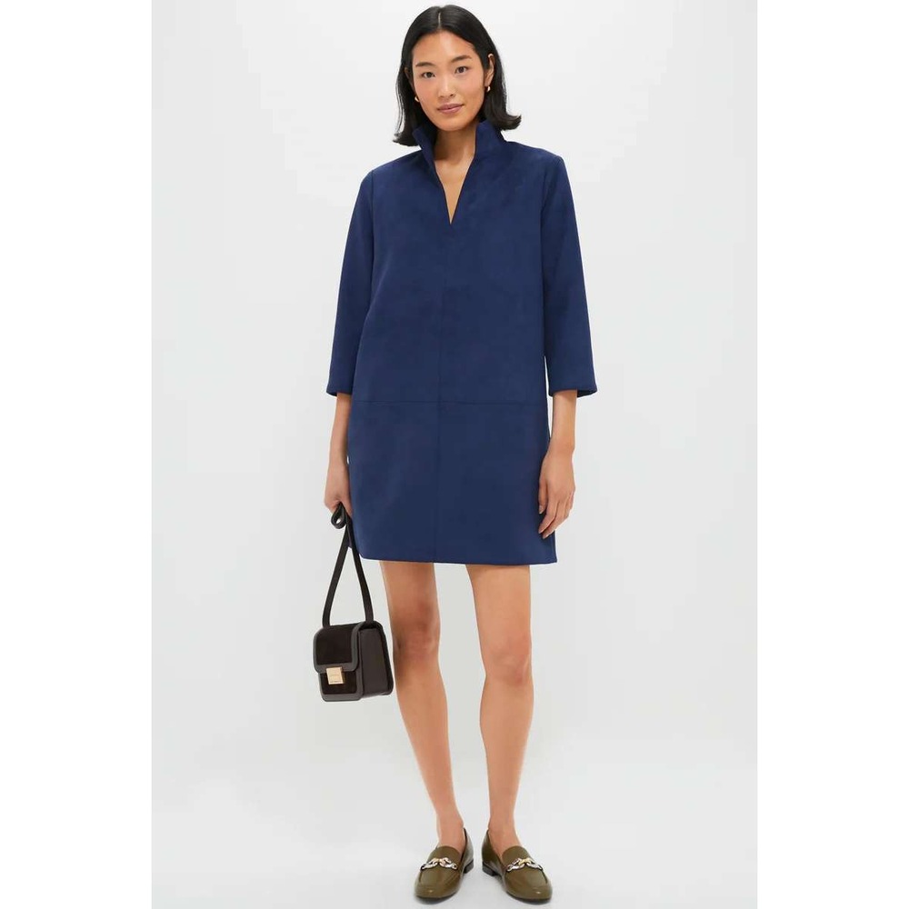 Tuckernuck Clifton vegan suede mini dress midnight blue short sleeve size‎ S